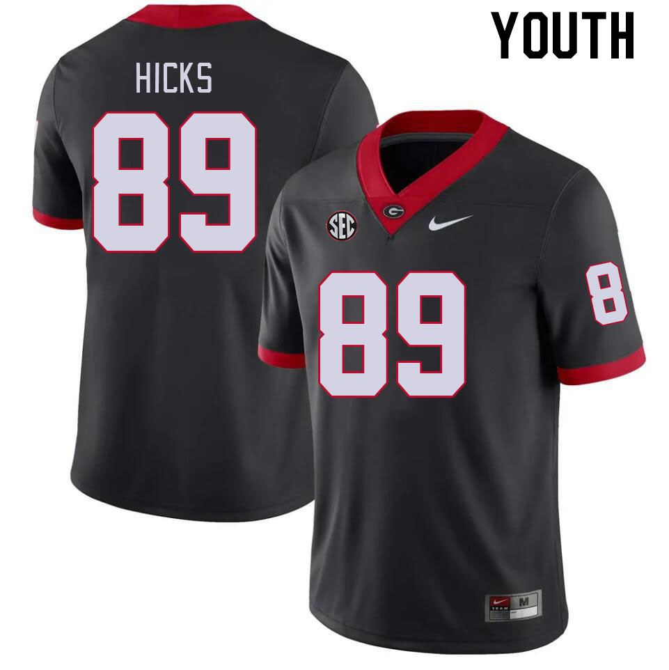 Georgia Bulldogs Youth Braxton Hicks #89 Black Stitched College UGA Football Jersey 23PD010PZ